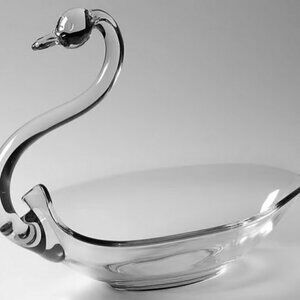 Vintage Duncan Miller Glass Swan Dish